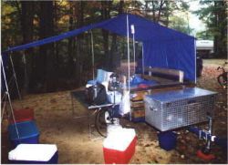The galley all set up on a campsite